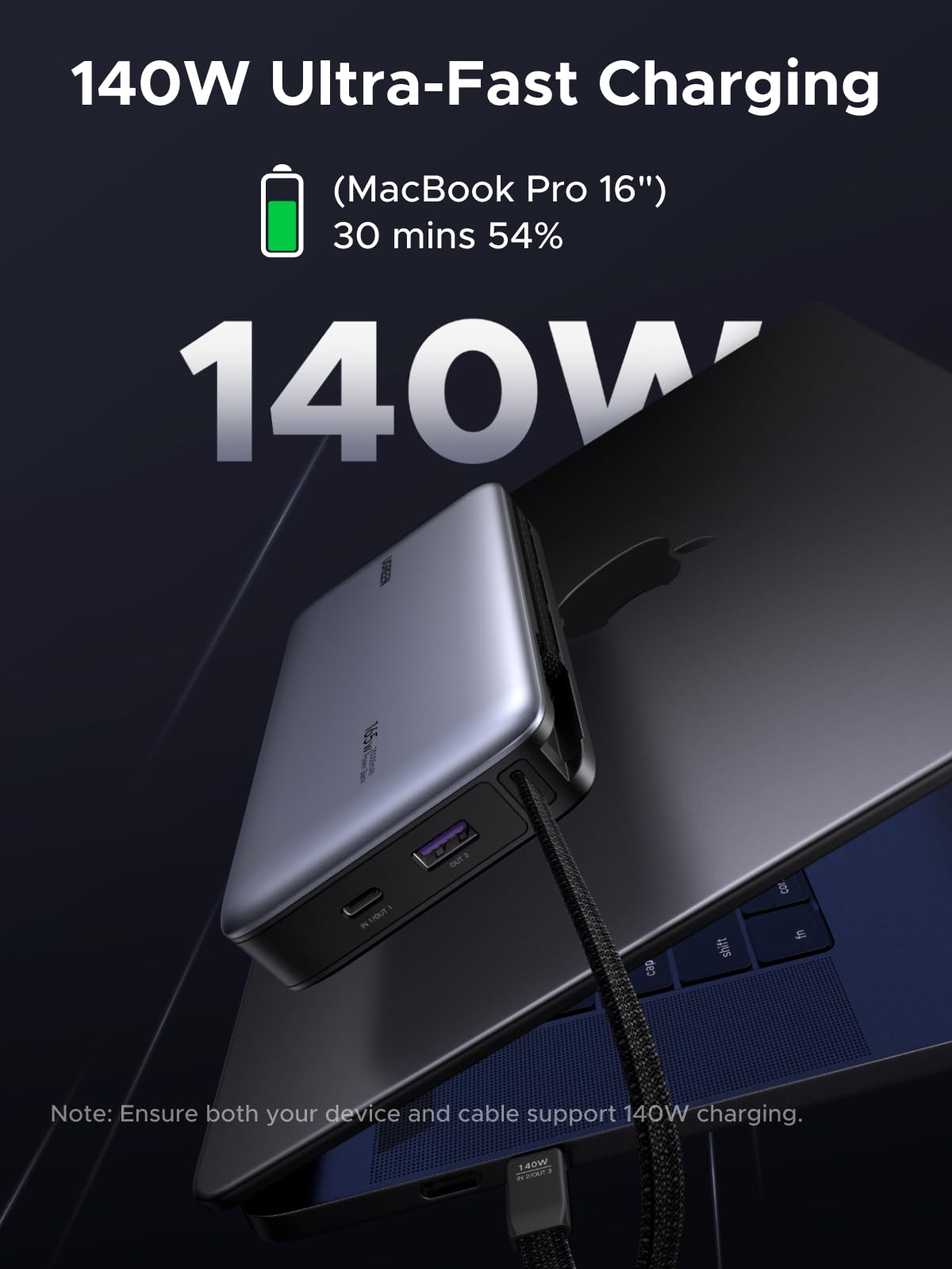 mousebows Nexode Power Bank 25000mAh 165W with Built-in Cables