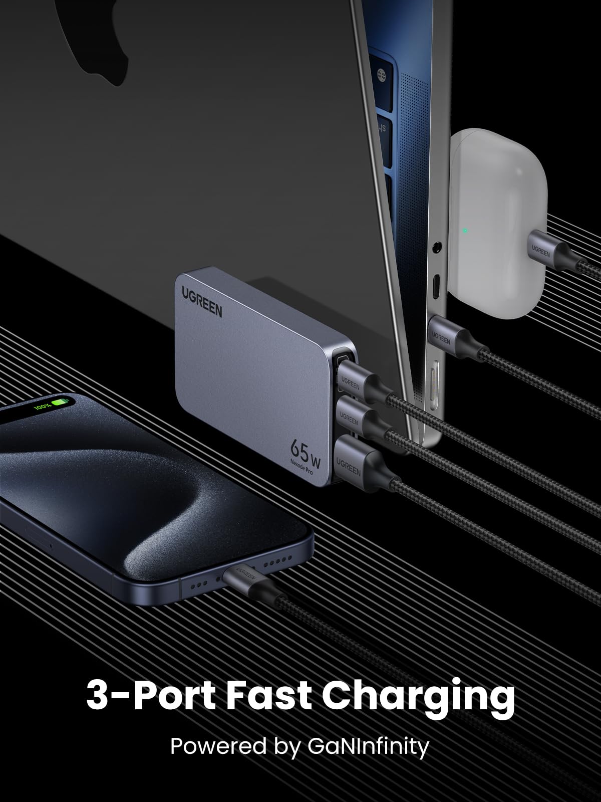 mousebows Nexode Pro 65W 3-Port Ultra-Slim Charger