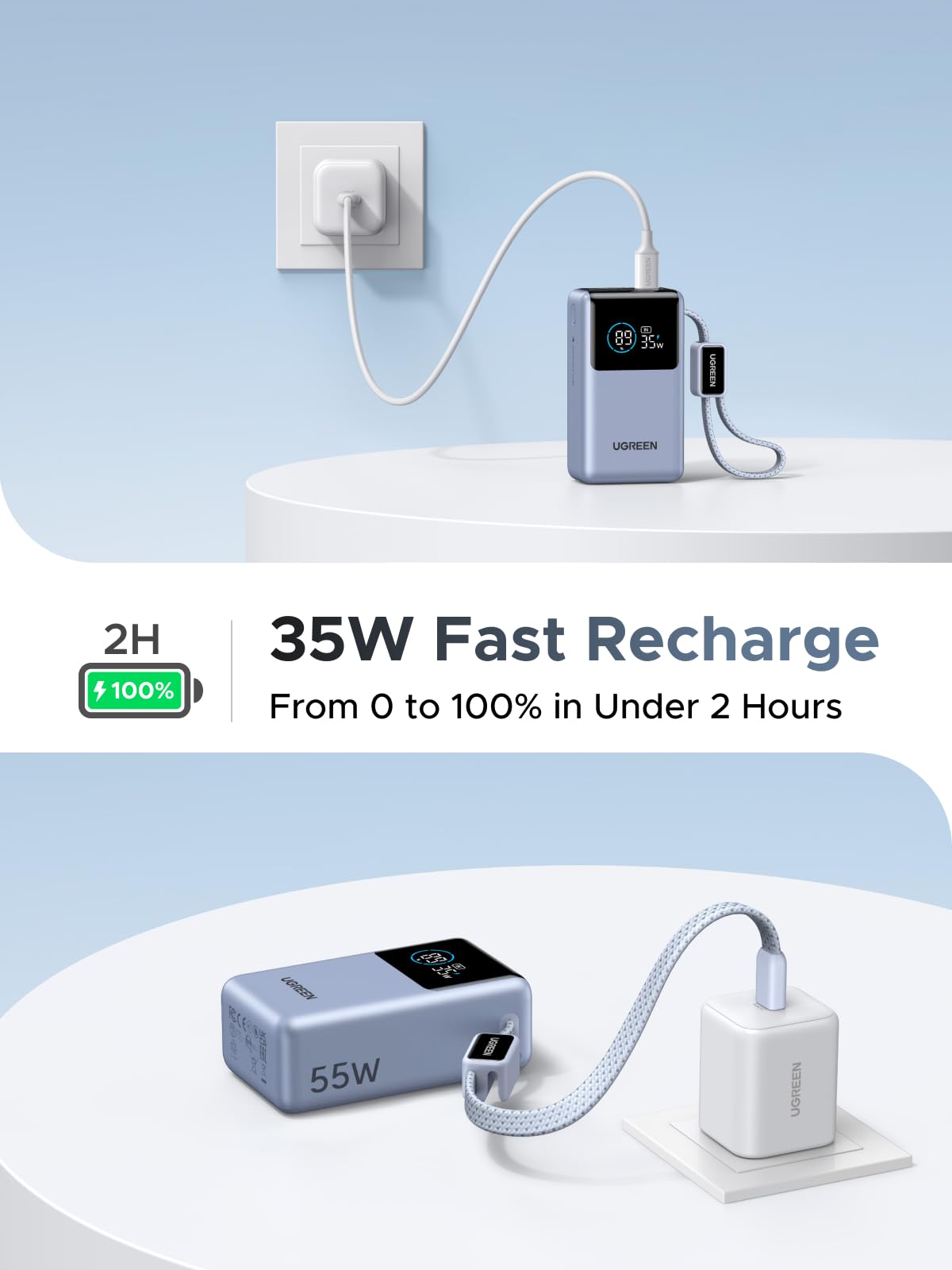 mousebows Nexode Pro Power Bank 10000mAh 45W with Built-in Cable