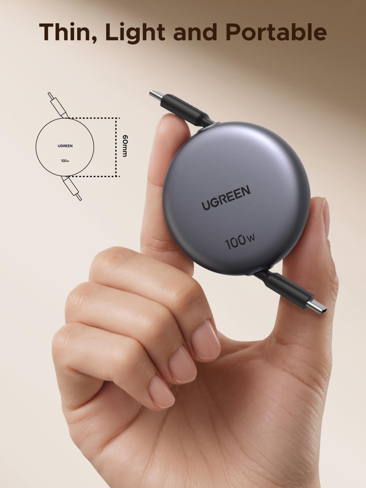 mousebows Nexode Retractable USB-C Cable 100W