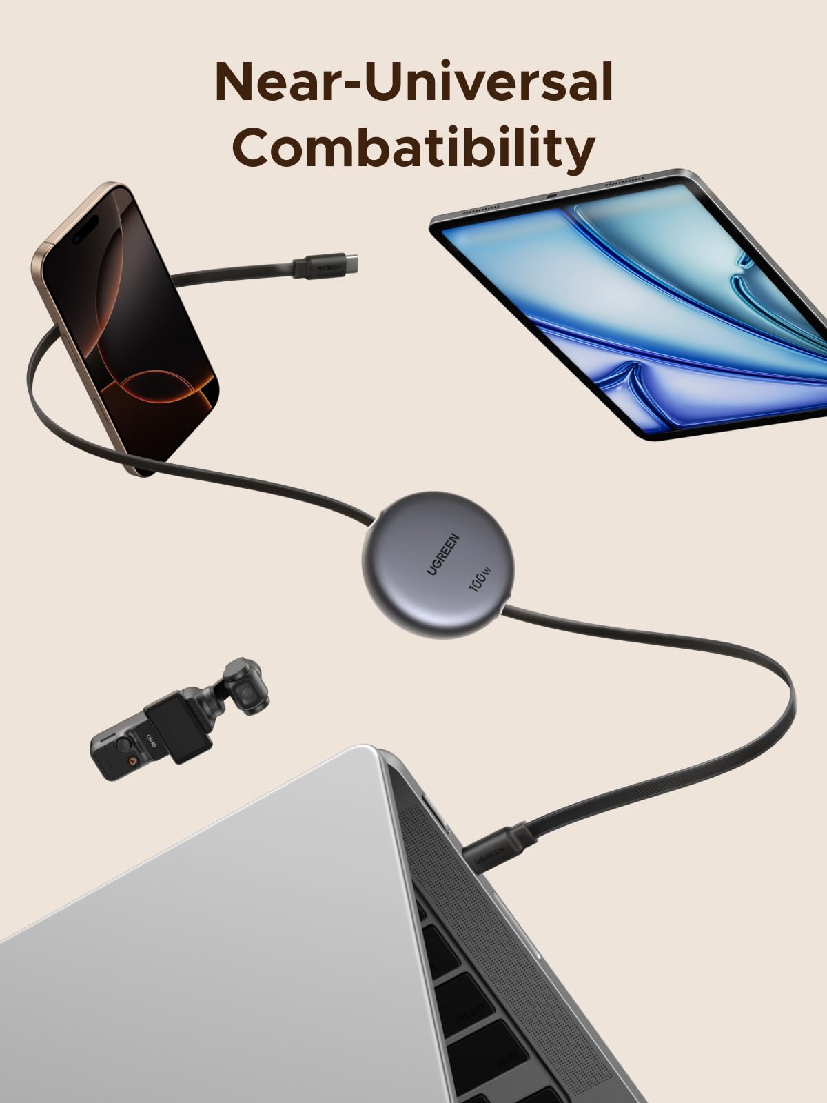 mousebows Nexode Retractable USB-C Cable 100W