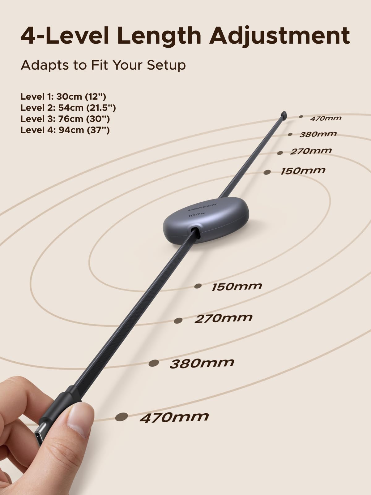 mousebows Nexode Retractable USB-C Cable 100W