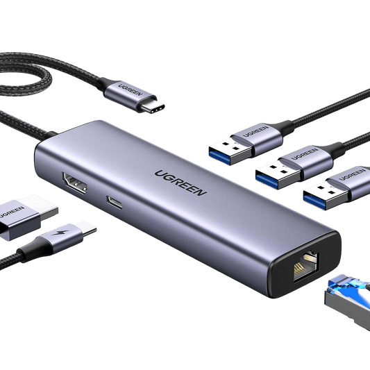 mousebows Revodok 6 in 1 USB C Hub Gigabit Ethernet Adapter with 4K HDMI