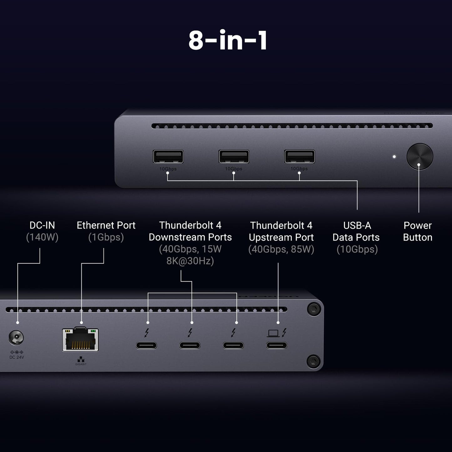 8-in-1 Thunderbolt Docking Station + USB-C Cable