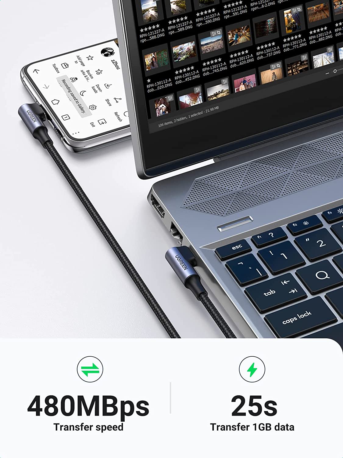 mousebows USB-C Cable (100W, 90 Degree)