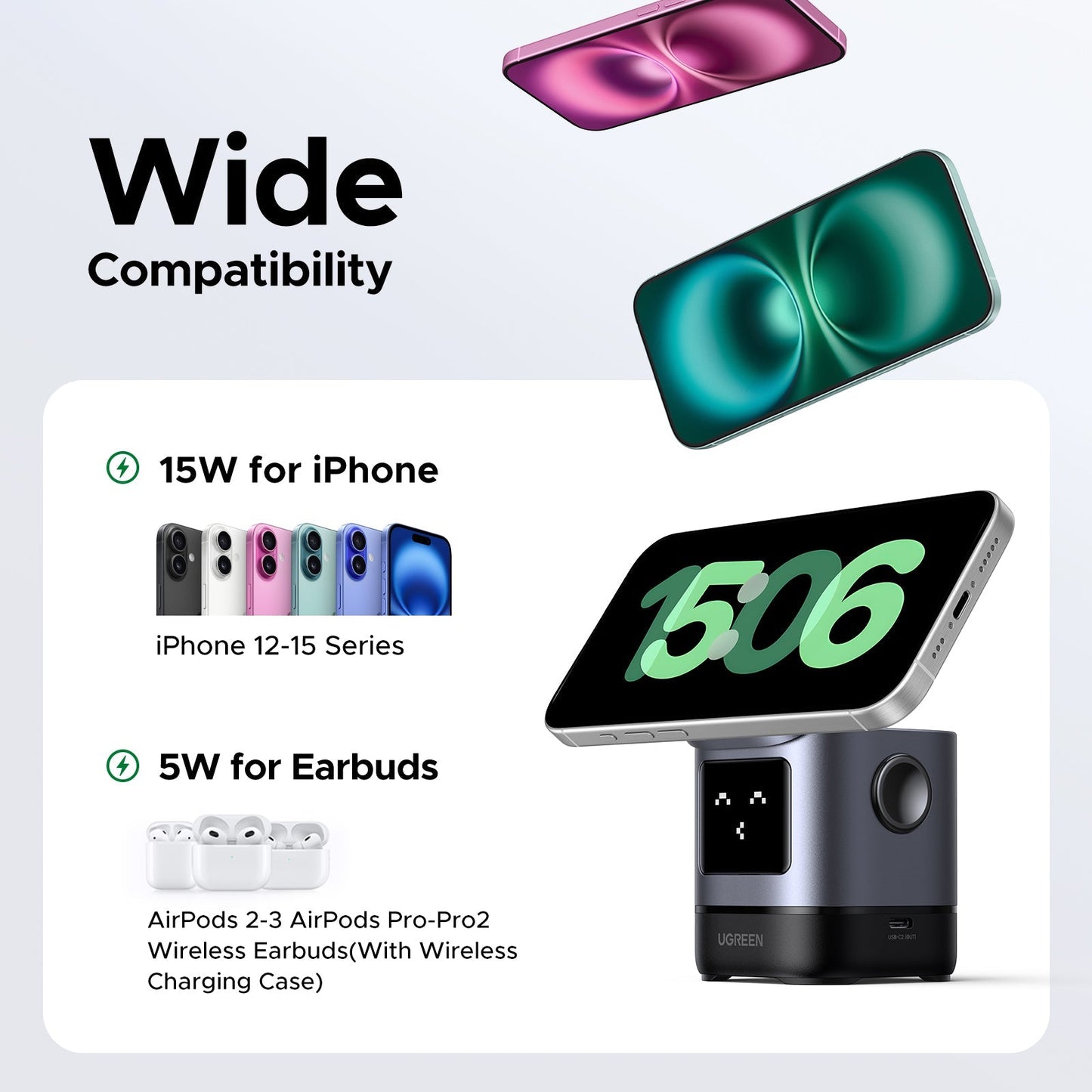 mousebows Uno 2-in-1 Magnetic Wireless Charger 15W