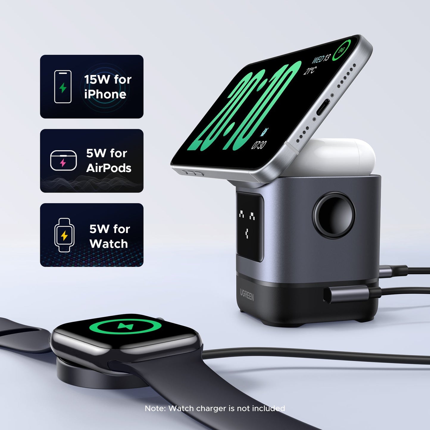 mousebows Uno 2-in-1 Magnetic Wireless Charger 15W