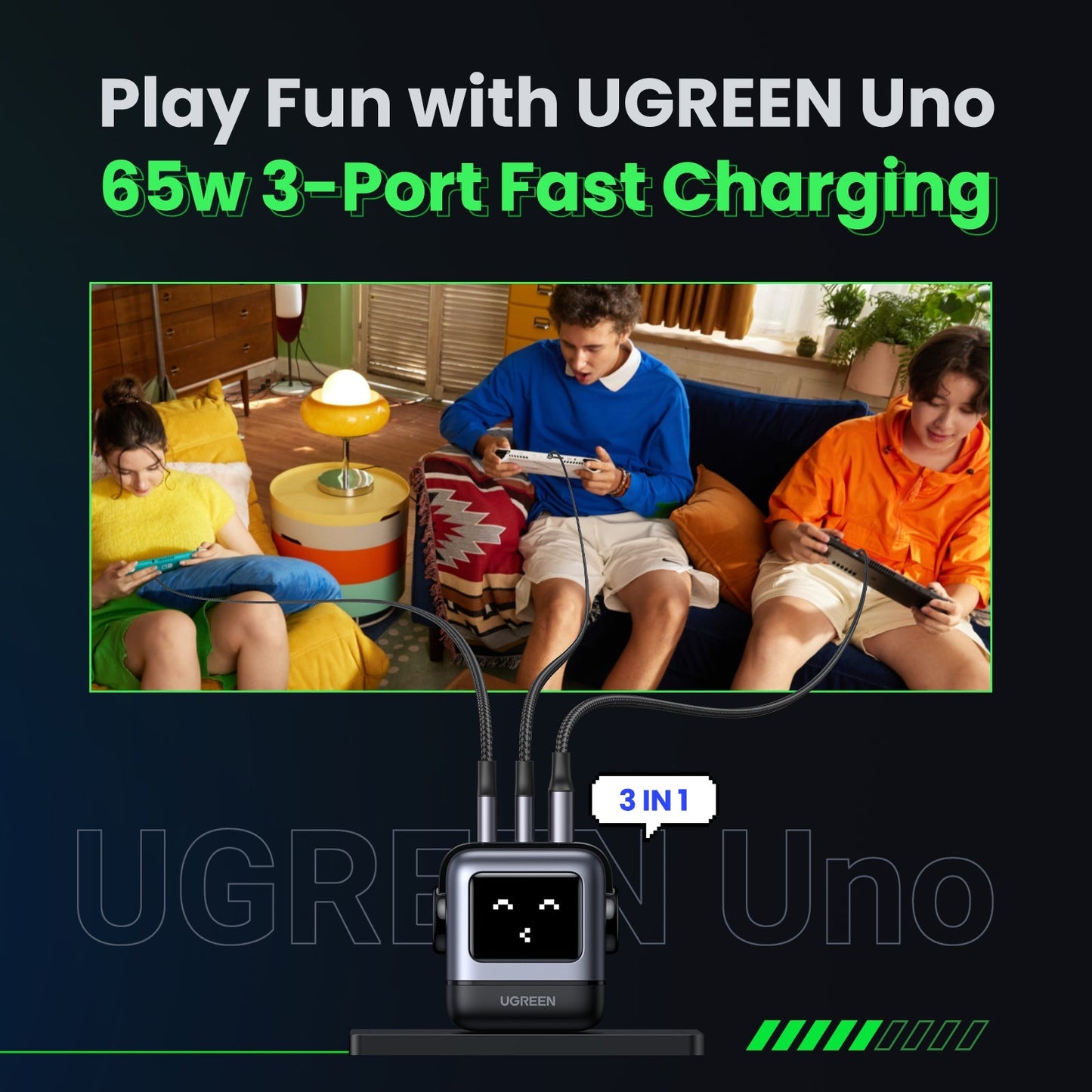 mousebows Uno 65W 3-Port Charger