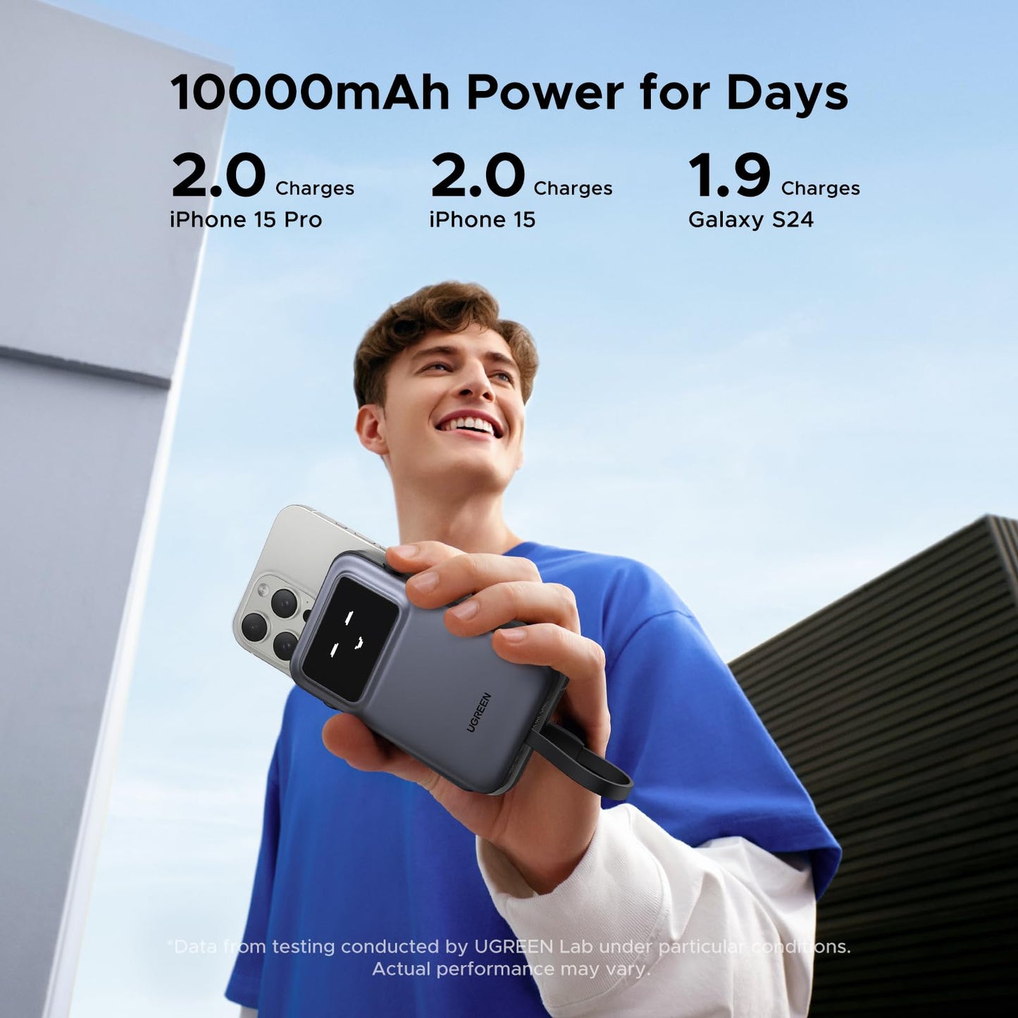 mousebows Uno Power Bank 10000mAh 30W with Built-in Cable