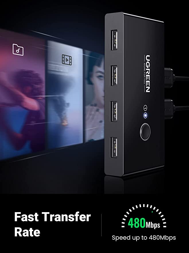 mousebows USB 2.0 Switch 2 In 4 Output USB KVM Switch