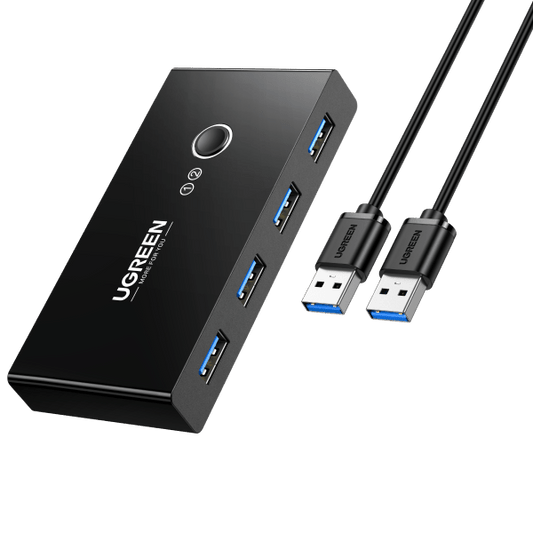 mousebows USB 3.0 4-Port Switch With 2 Pack USB Male Cable