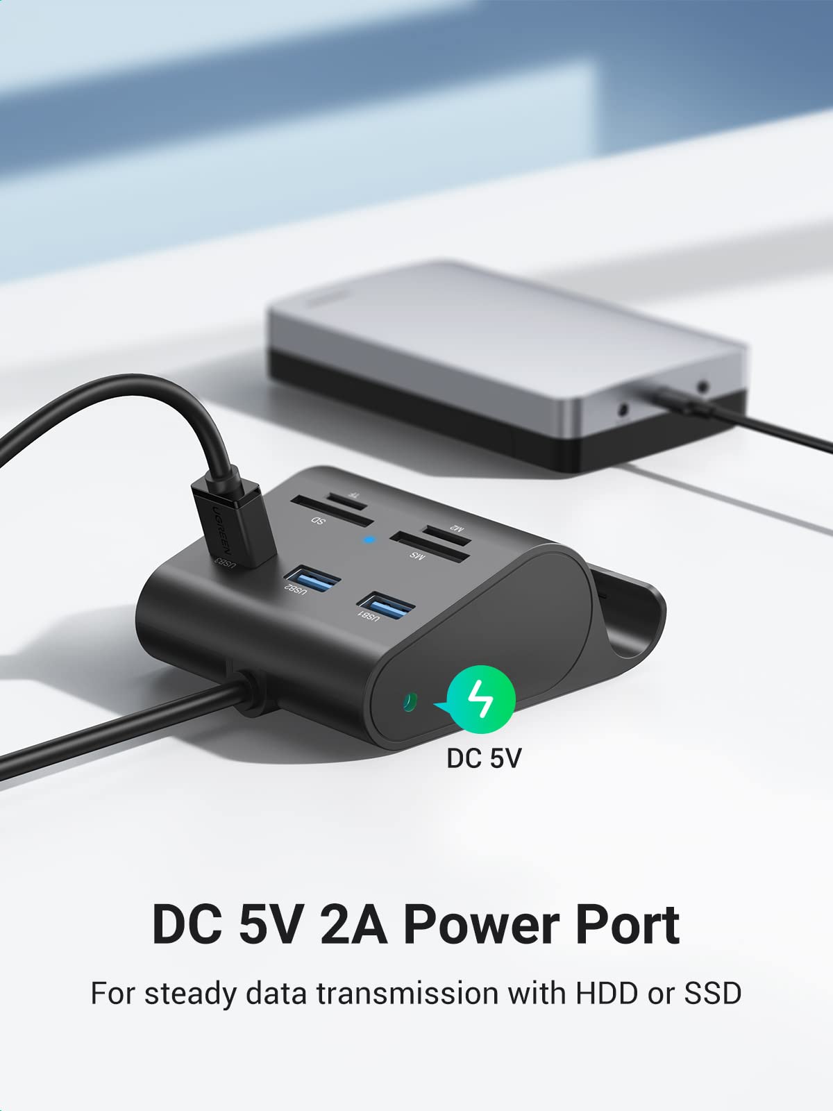 mousebows USB 3.0 Hub Card Reader with Phone Stand