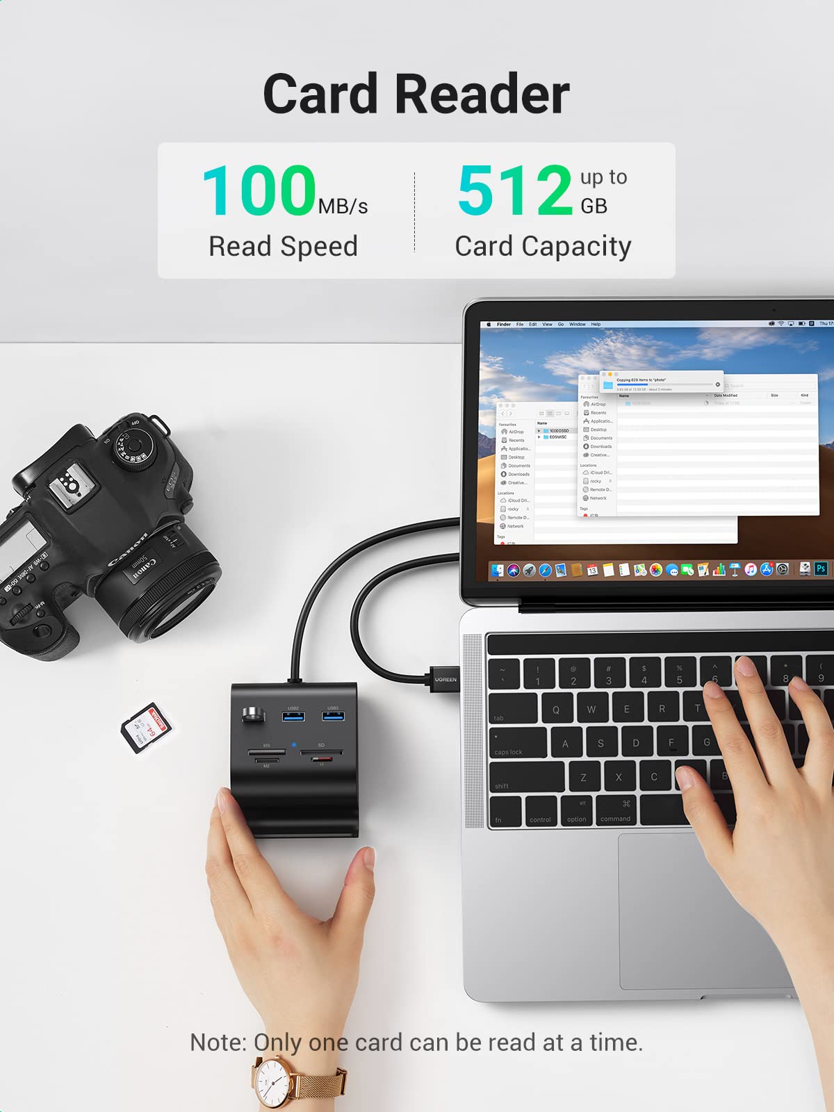 mousebows USB 3.0 Hub Card Reader with Phone Stand