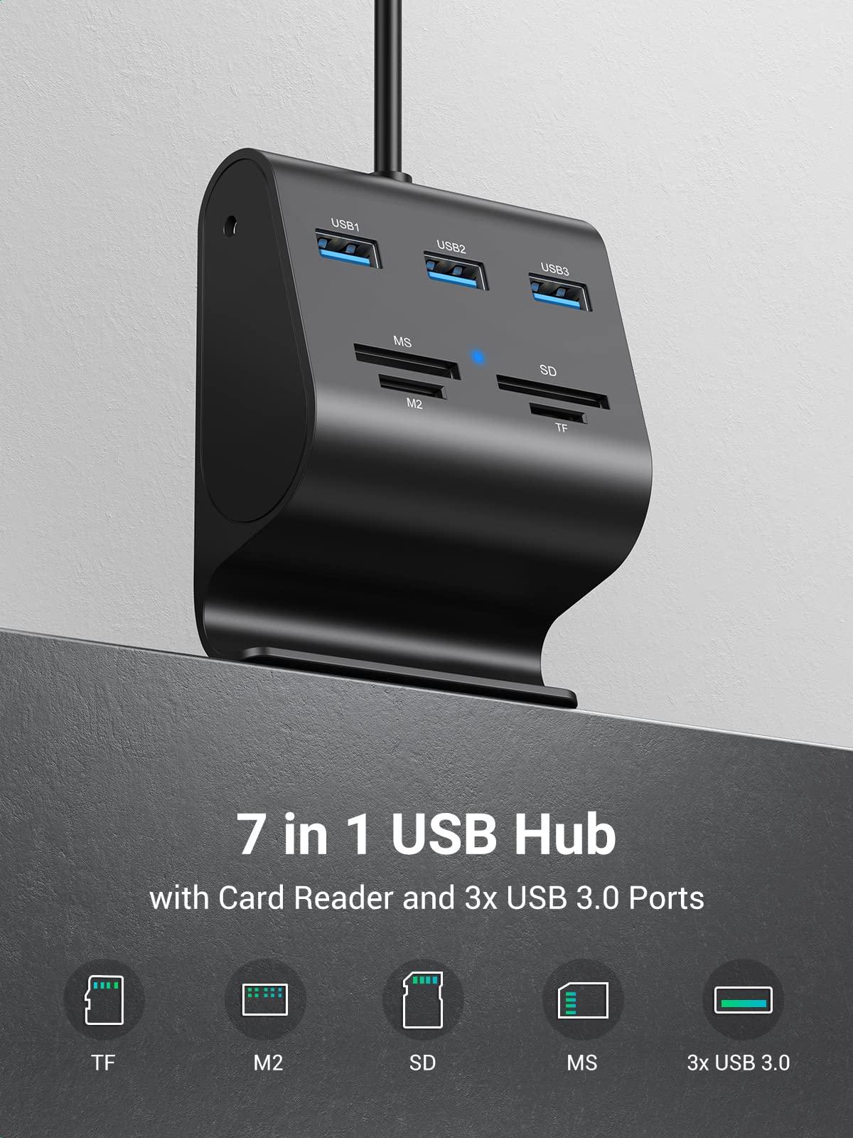 mousebows USB 3.0 Hub Card Reader with Phone Stand