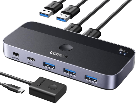 mousebows USB 3.0 Switch 2 Computers Sharing USB C & A Devices