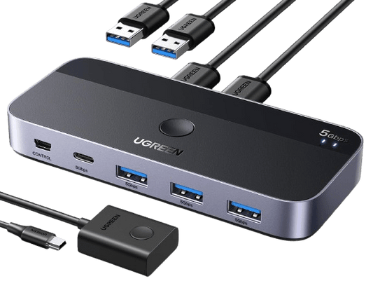 mousebows USB 3.0 Switch 2 Computers Sharing USB C & A Devices
