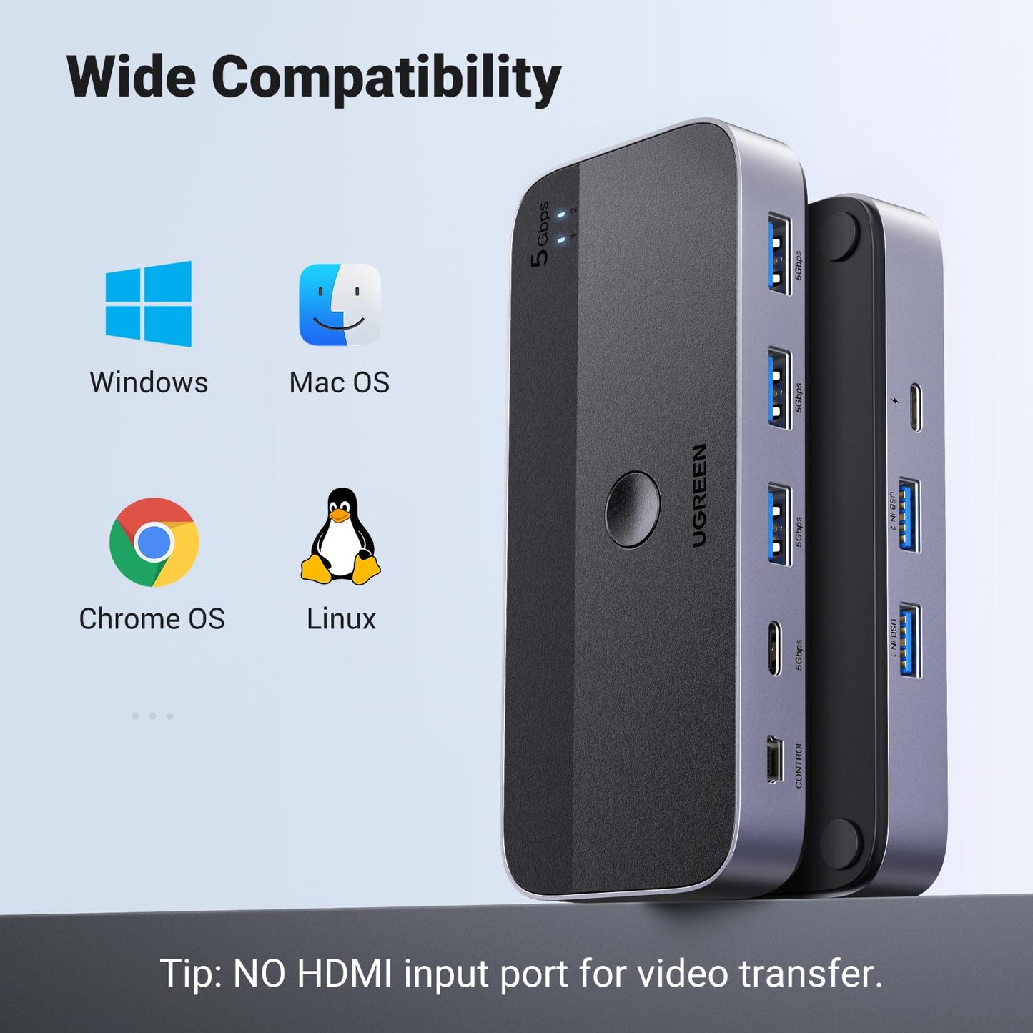 mousebows USB 3.0 Switch 2 Computers Sharing USB C & A Devices