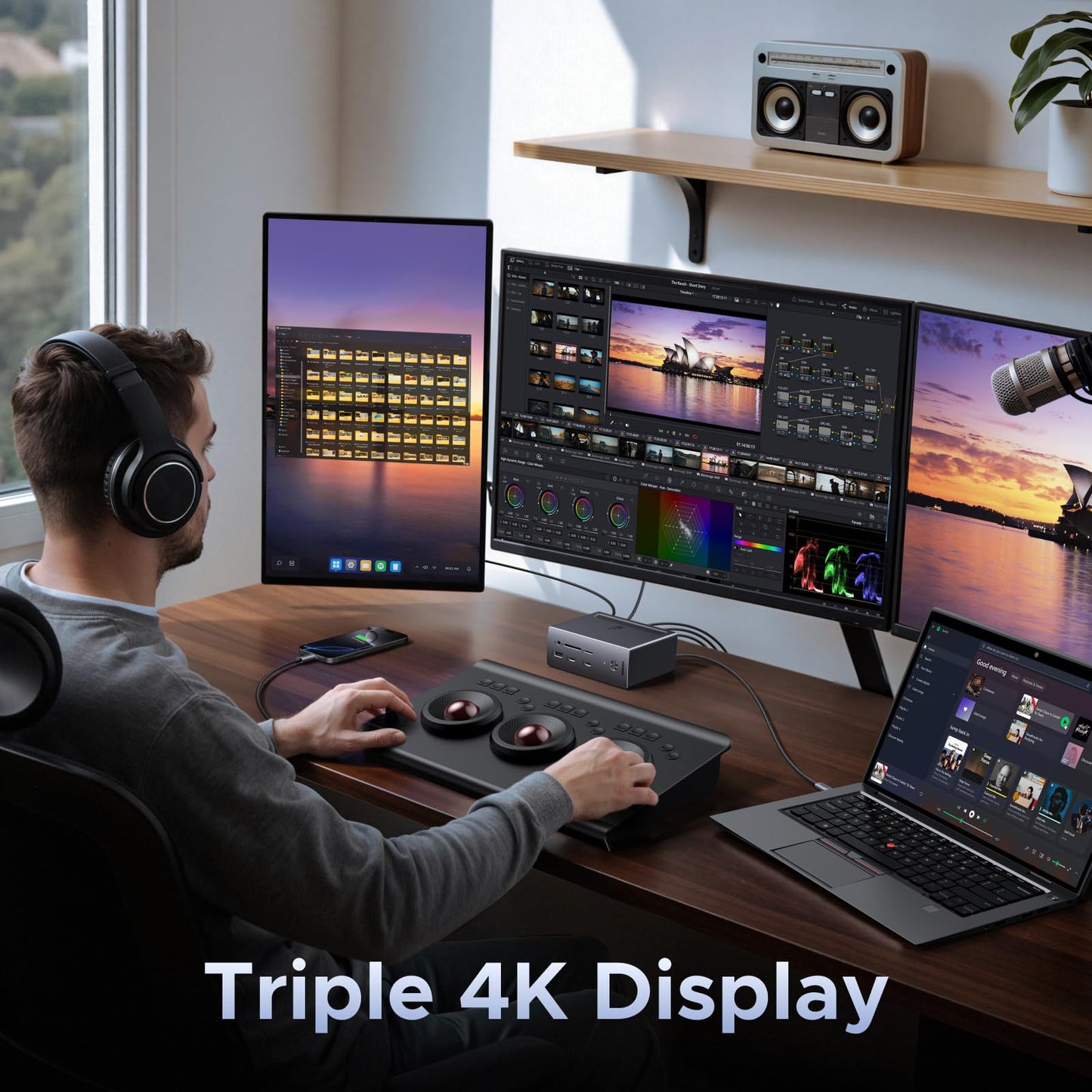 mousebows USB-C Docking Station 3 Monitors 4K - 10Gbps & 100W Charging