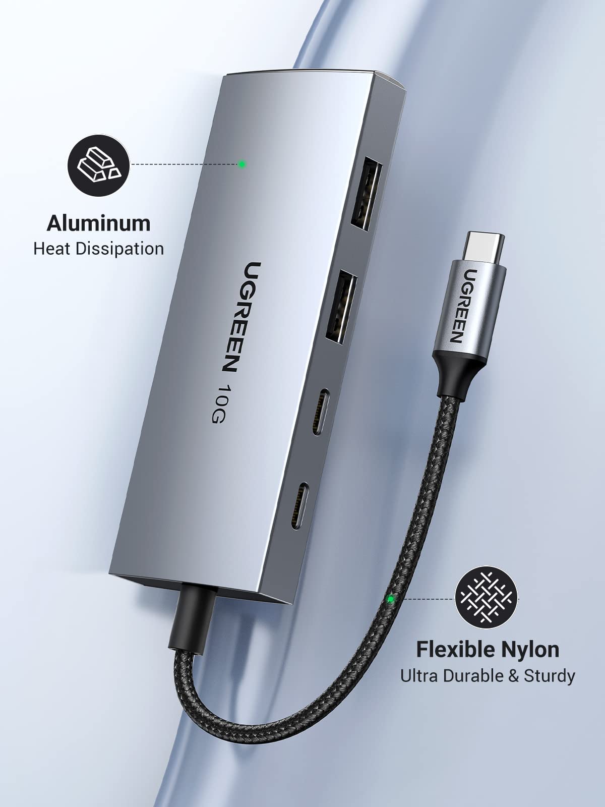 mousebows USB-C Hub 4-Port USB 3.2 10Gbps Data Hub with 2 USB-C & 2 USB-A