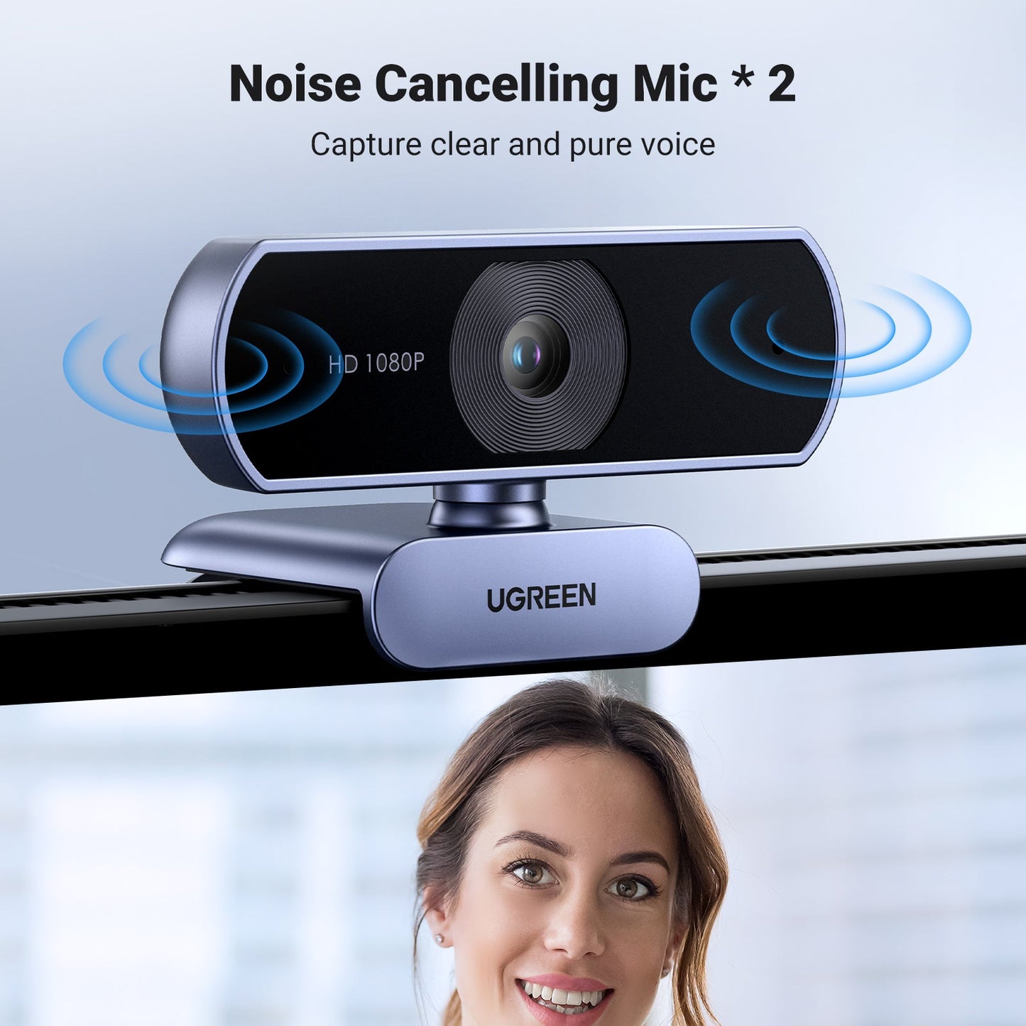 mousebows Webcam, 1080P@30FPS Web Camera with 2 Noise Canceling Microphones, Plug and Play, Auto Light Correction, 85° View USB Video Webcam