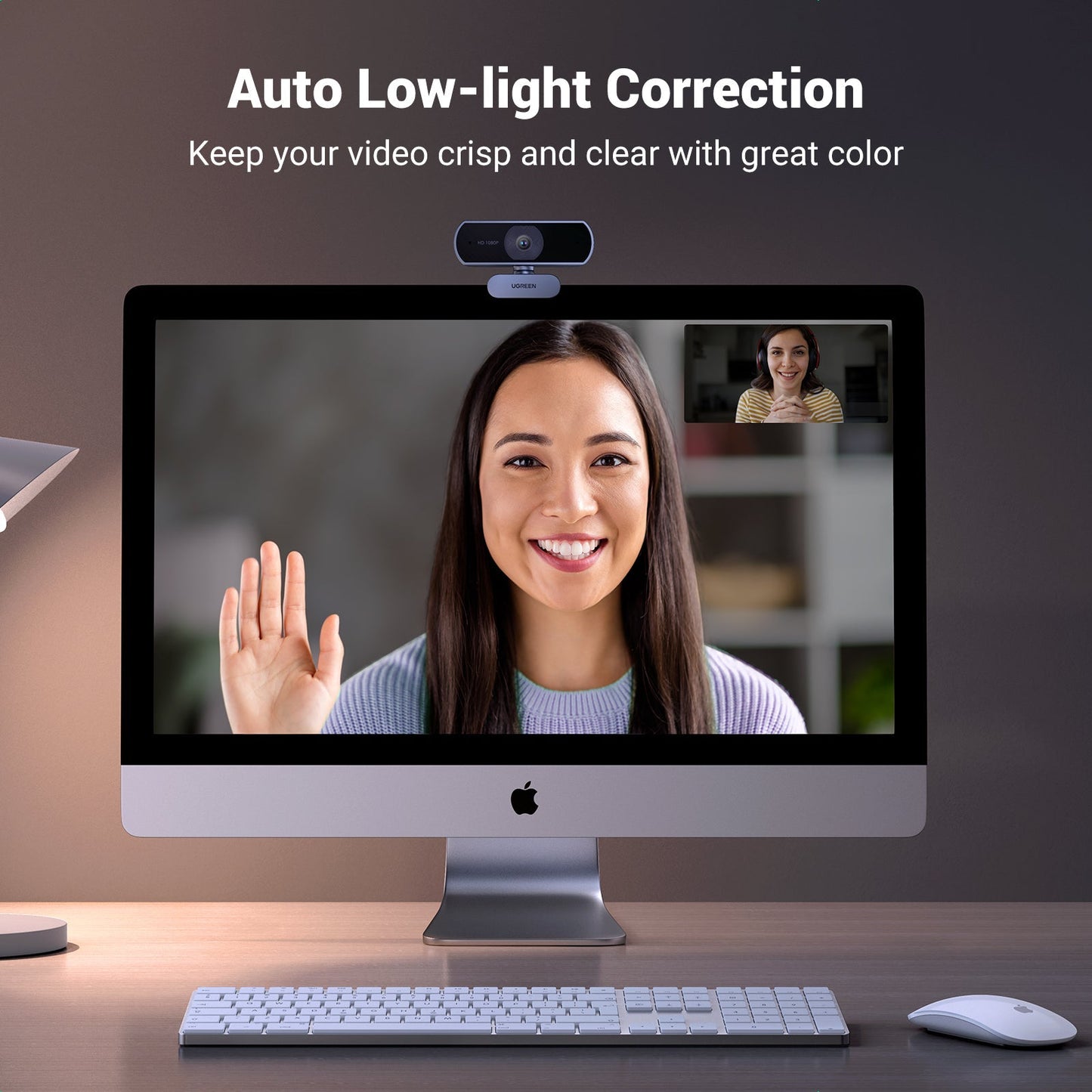 mousebows Webcam, 1080P@30FPS Web Camera with 2 Noise Canceling Microphones, Plug and Play, Auto Light Correction, 85° View USB Video Webcam
